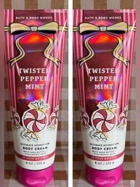 NEW B&BW (2) Twisted Peppermint 8 oz Body Cream with 48 hour moisture
